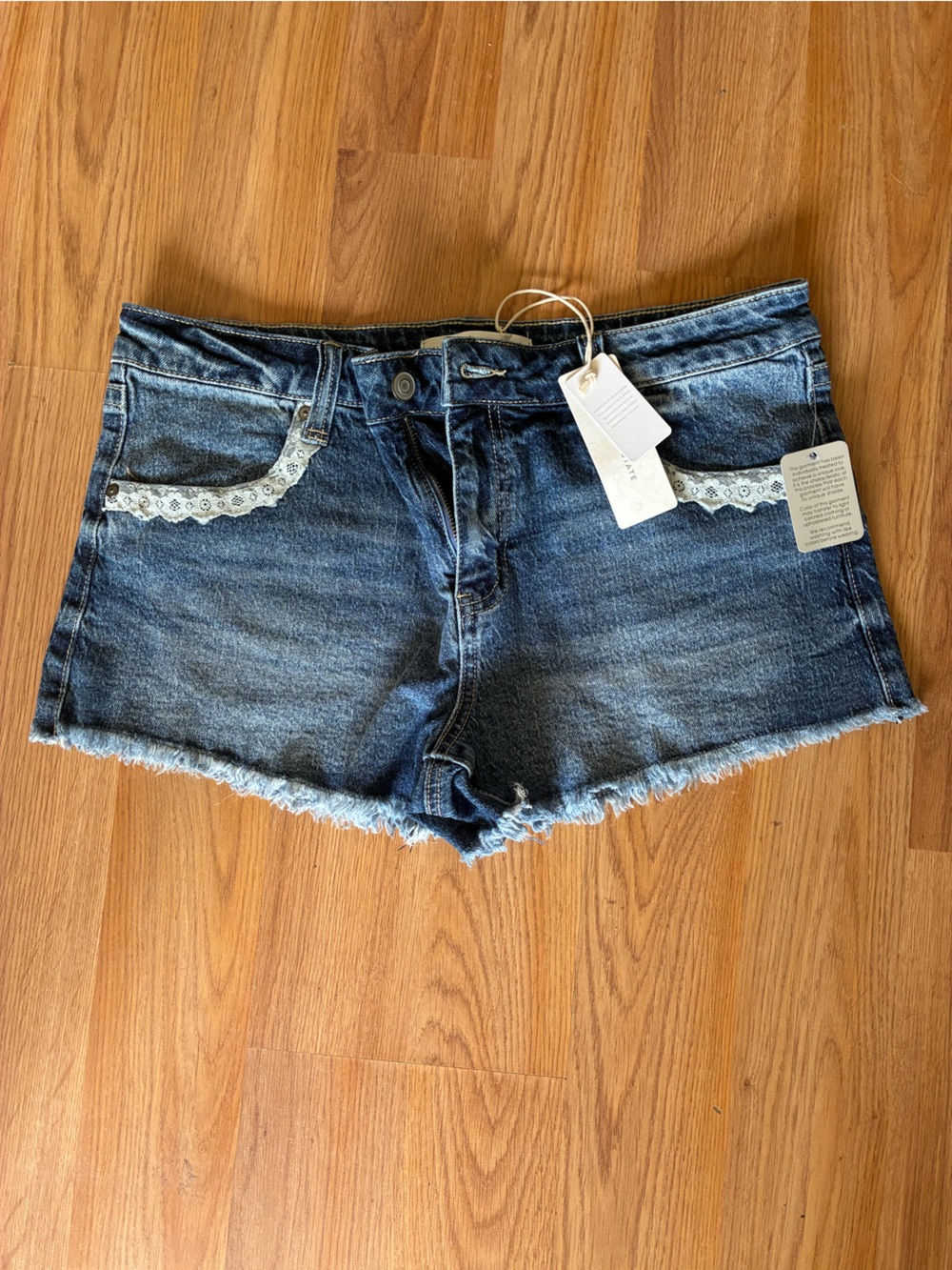 Altar'd State Dark Blue Denim Ankle-Length Cropped Shorts